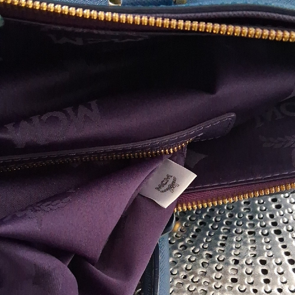 MCM Blue and Purple Satchel with Stap. EUC - Picture 7 of 8